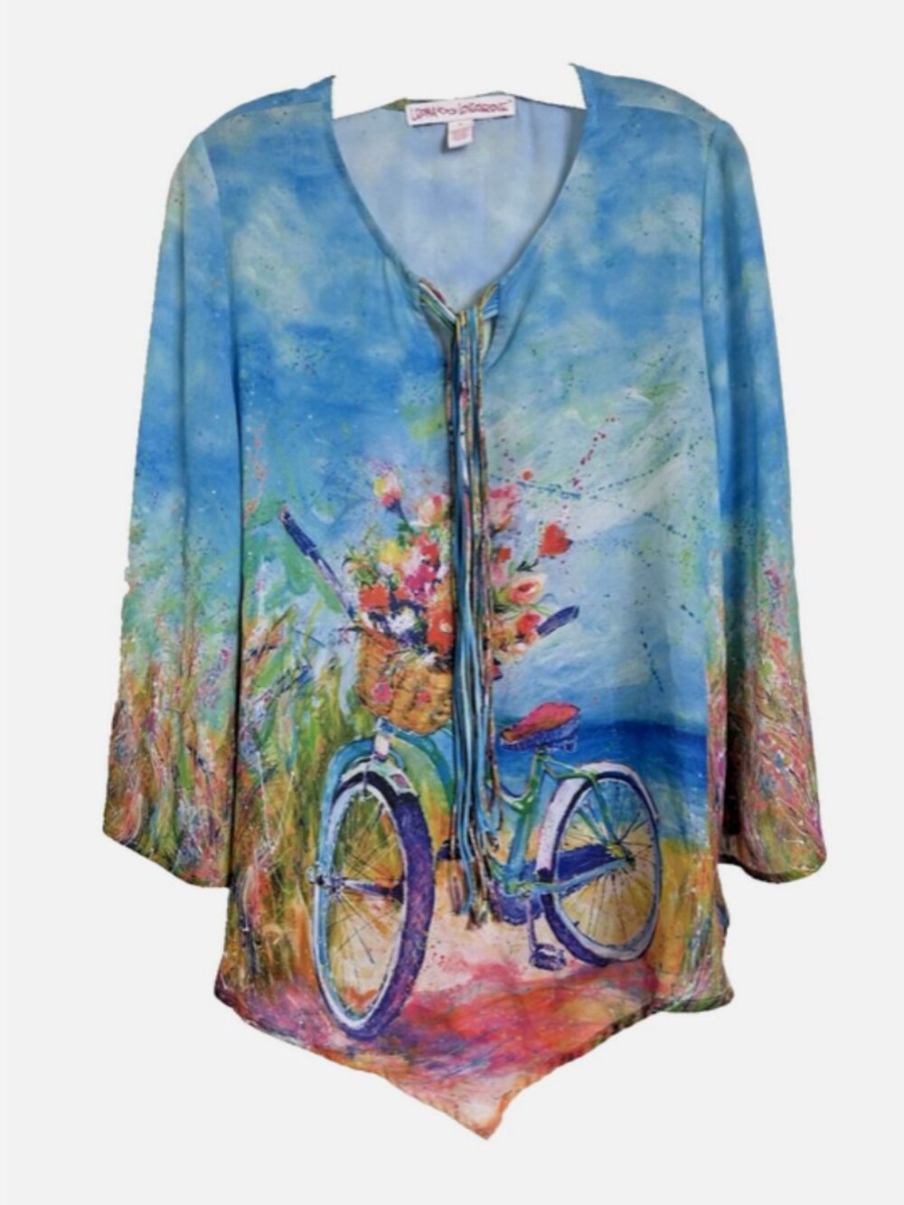 LEOMA LOVEGROVE Seashore Bicycle Fringe Top Med Art to Wear Coverup